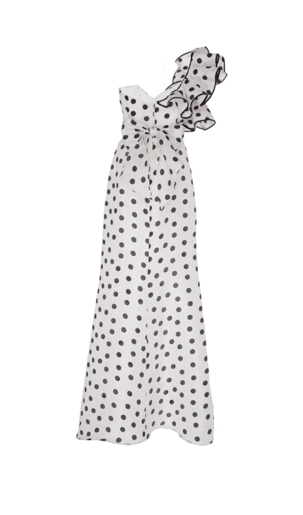 Cross-Shoulder Fishtail Dress In POLKA Dot