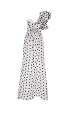 Cross-Shoulder Fishtail Dress In POLKA Dot