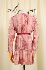 Pink Long Sleeve Print Mini Dress