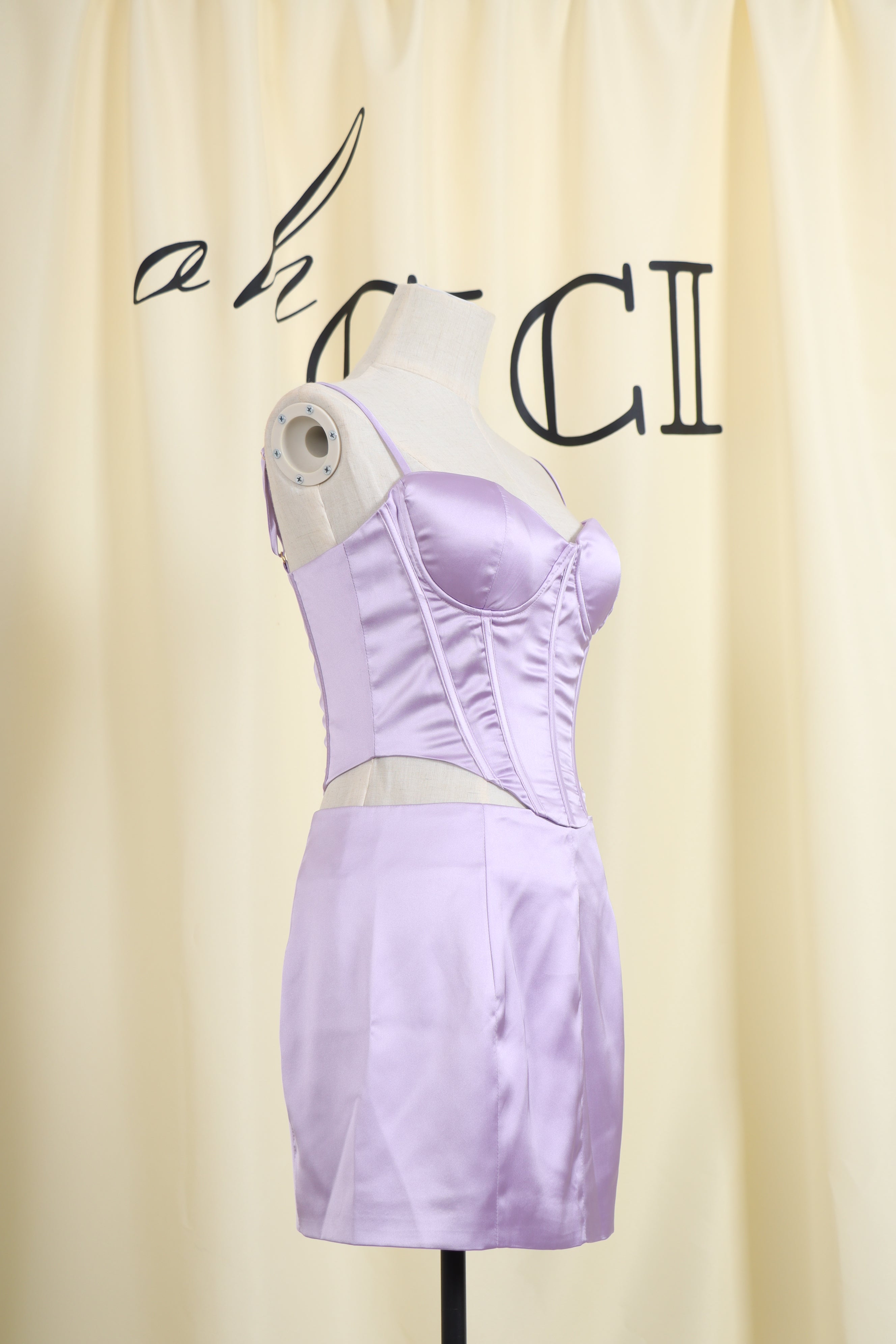 Purple Satin Corset Suit