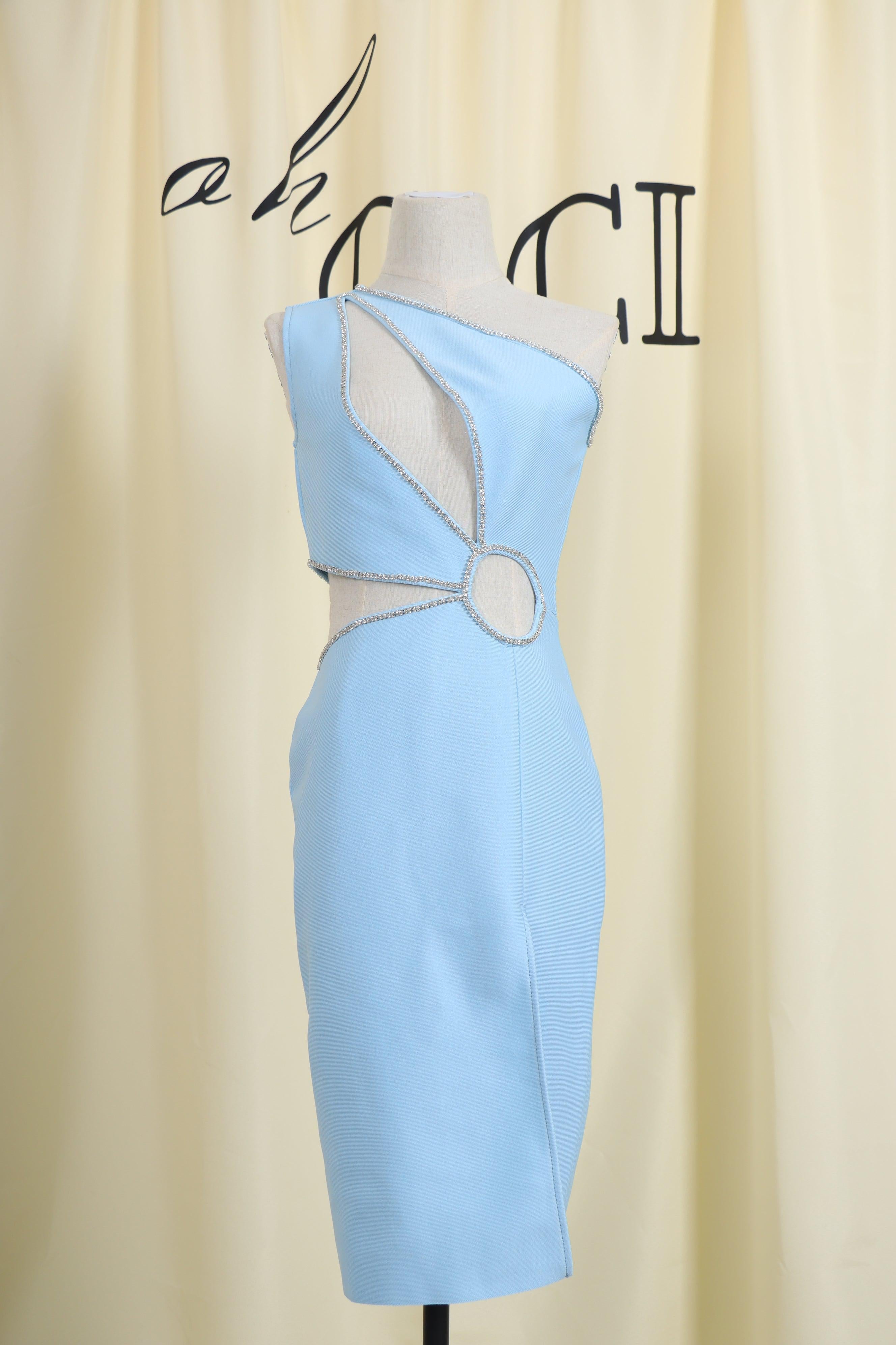 AZURE One Shoulder Cutout Midi Bandage Dress