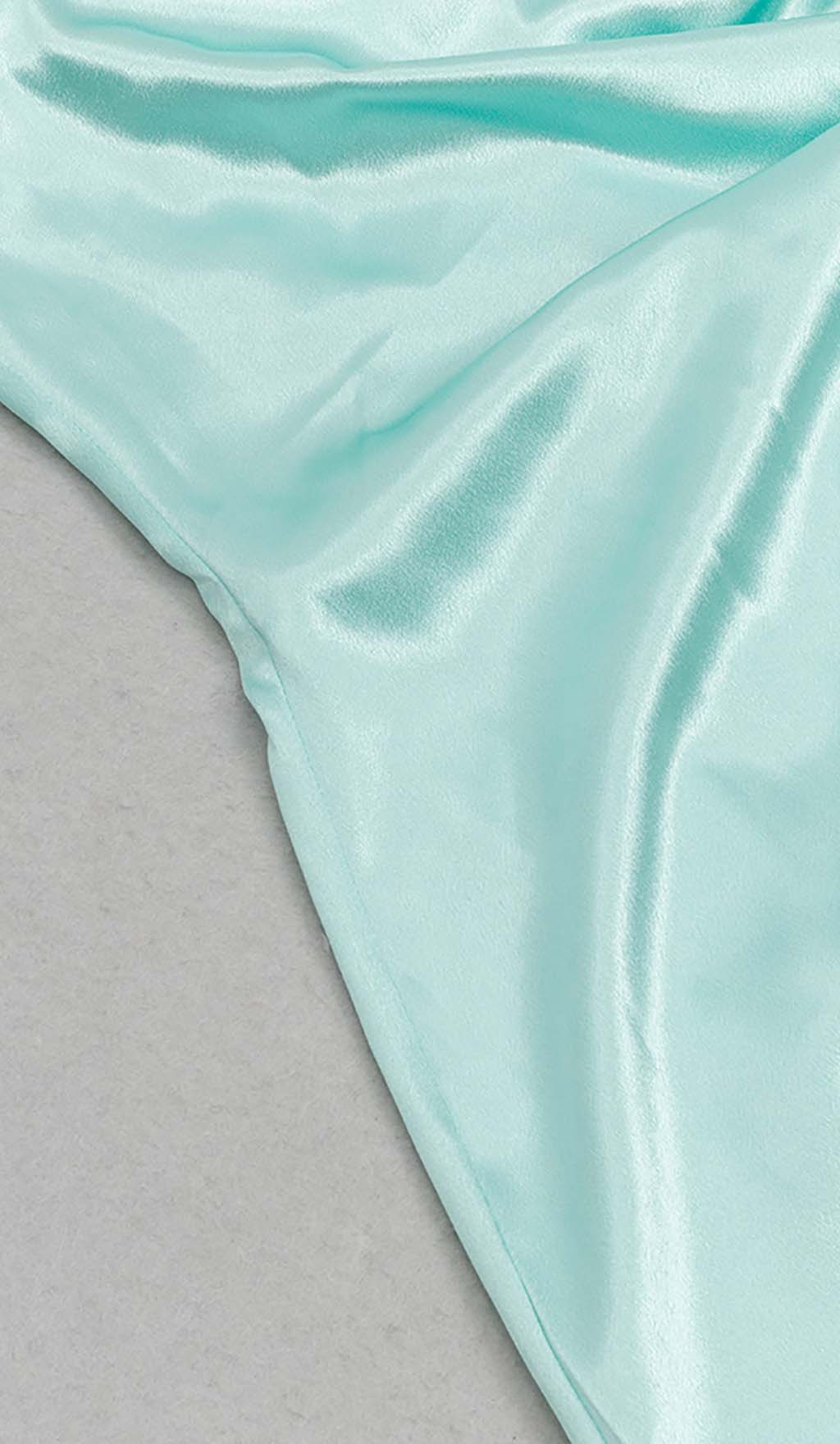 Knot Side Satin Midi Dress In Mint