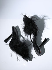 FeaTher Heels In Black