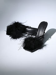 FeaTher Heels In Black