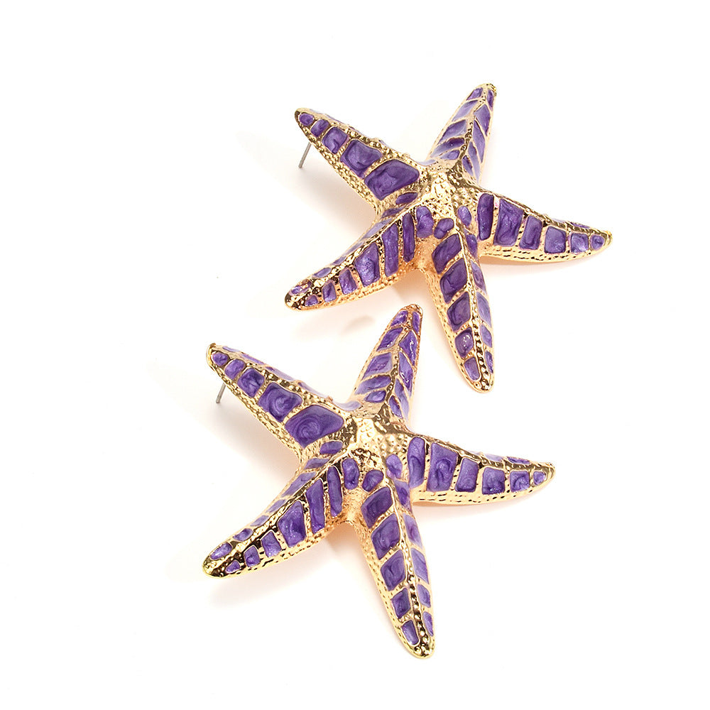 Starfish Earrings In Purple