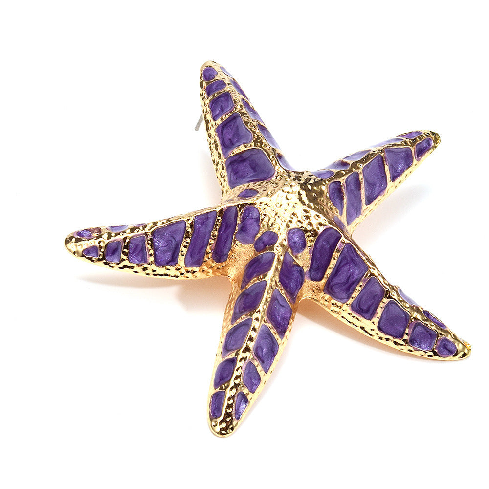 Starfish Earrings In Purple