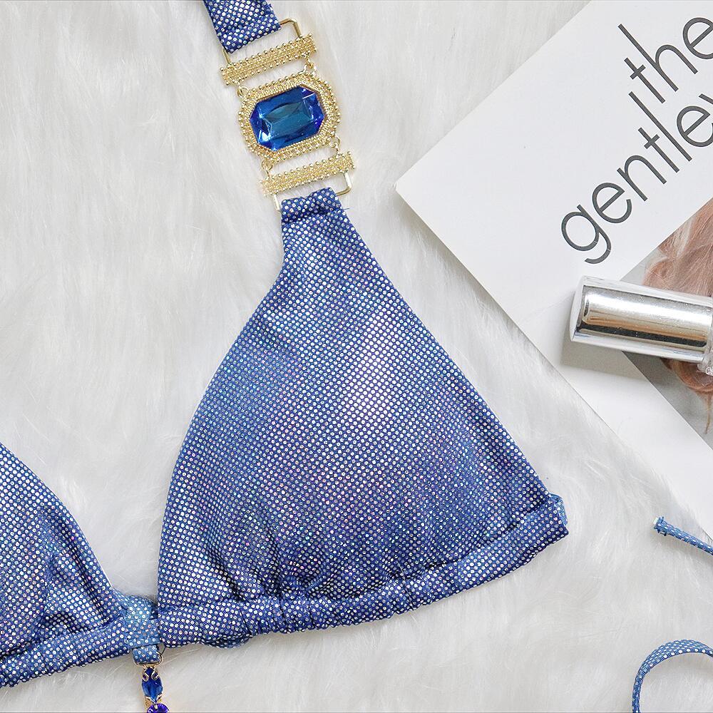 Crystal Sparkle Bikini Two Piece Set In Blue