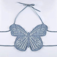 Light Blue Denim Butterfly Slim Two Pieces