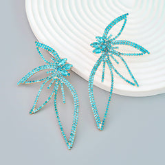 Crystal Flower Earrings In Blue