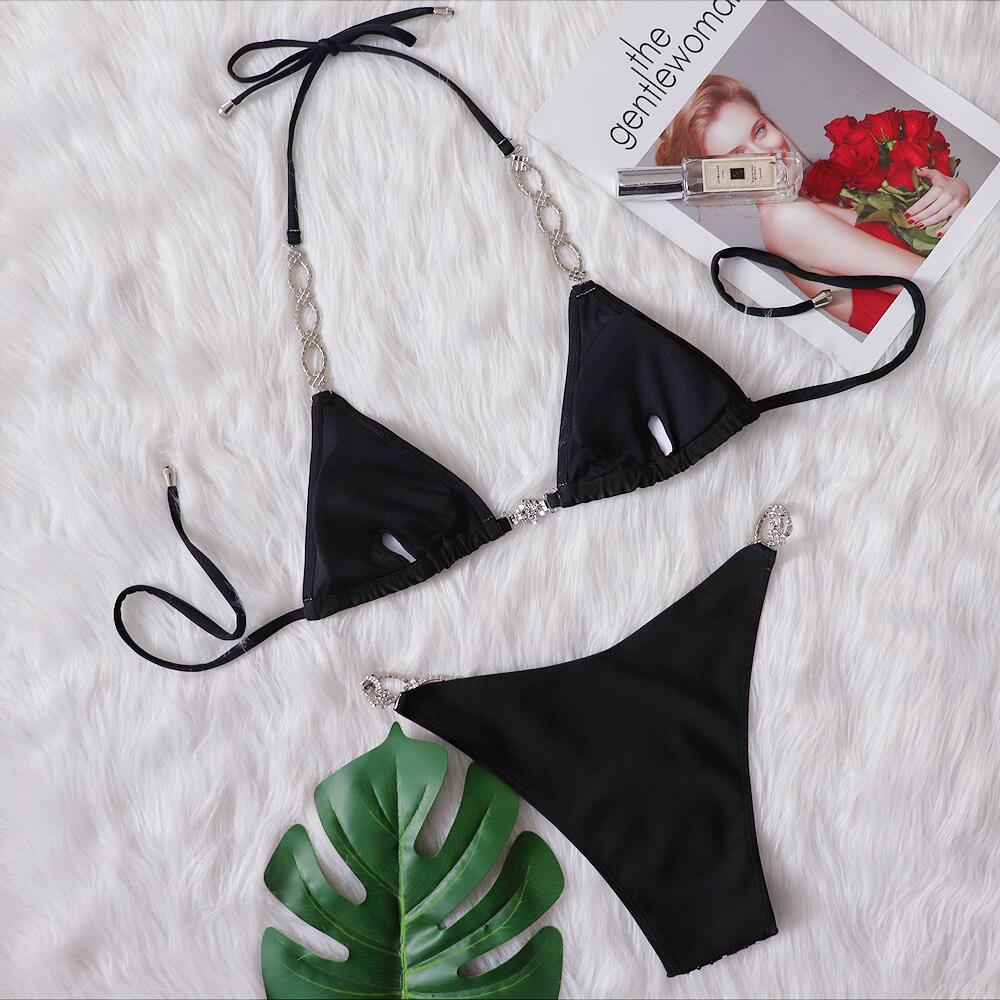 Rhinestone Bikini Two Piece Set