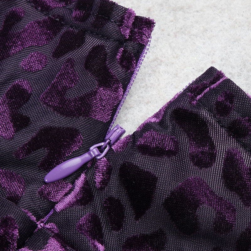 MANOT Purple Leopard Midi Dress