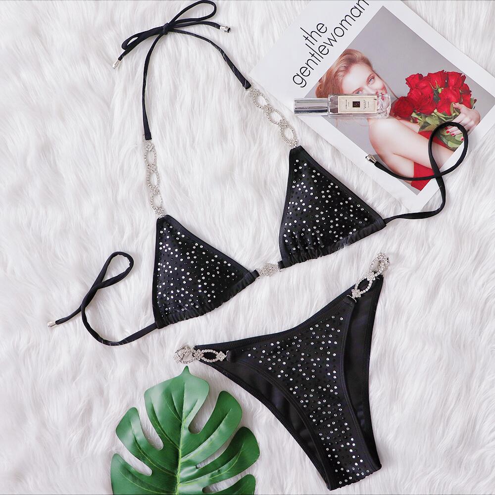 Rhinestone Bikini Two Piece Set