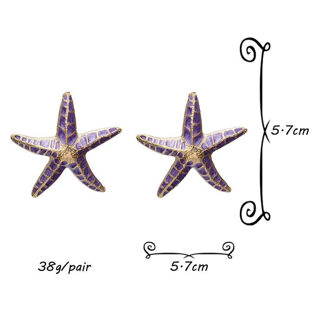 Starfish Earrings In Purple