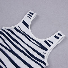 Stripe Suspender Midi Bandage Dress