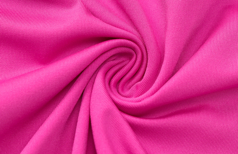 V Neck Ruched Maxi Dress In Hot Pink