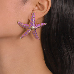 Starfish Earrings In Purple