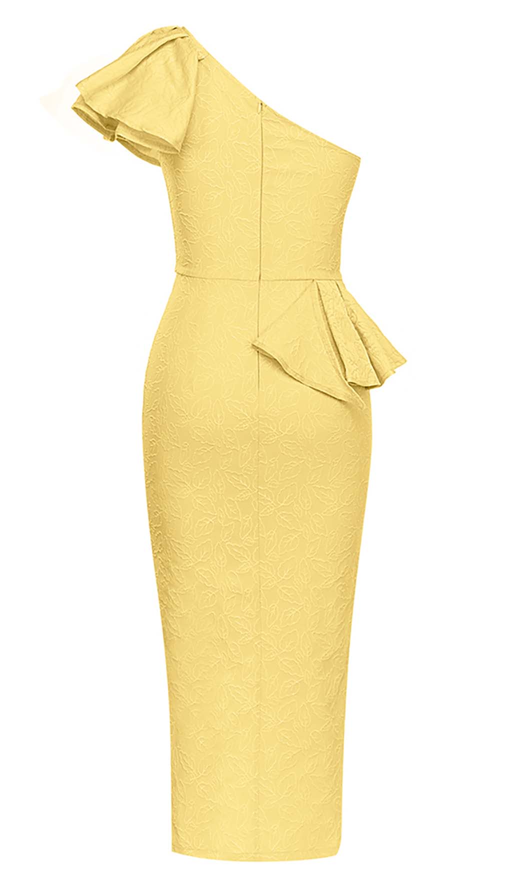 One Shoulder Ruffle Midi Dress In YelLow