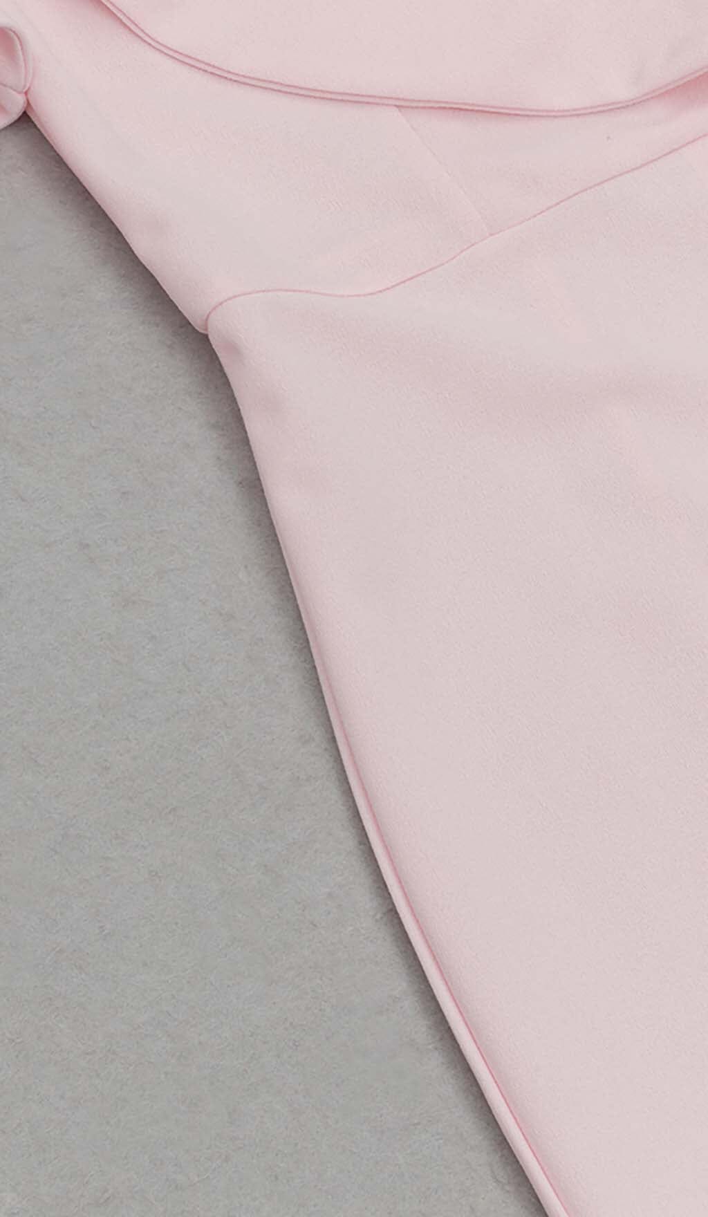 One Shoulder Ruffle Trim Midi Dress In Pink