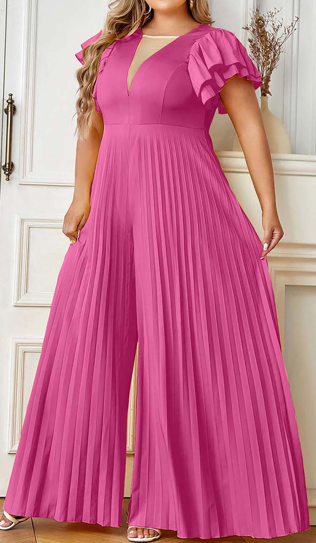 Plunge Plated Maxi Dress In Red