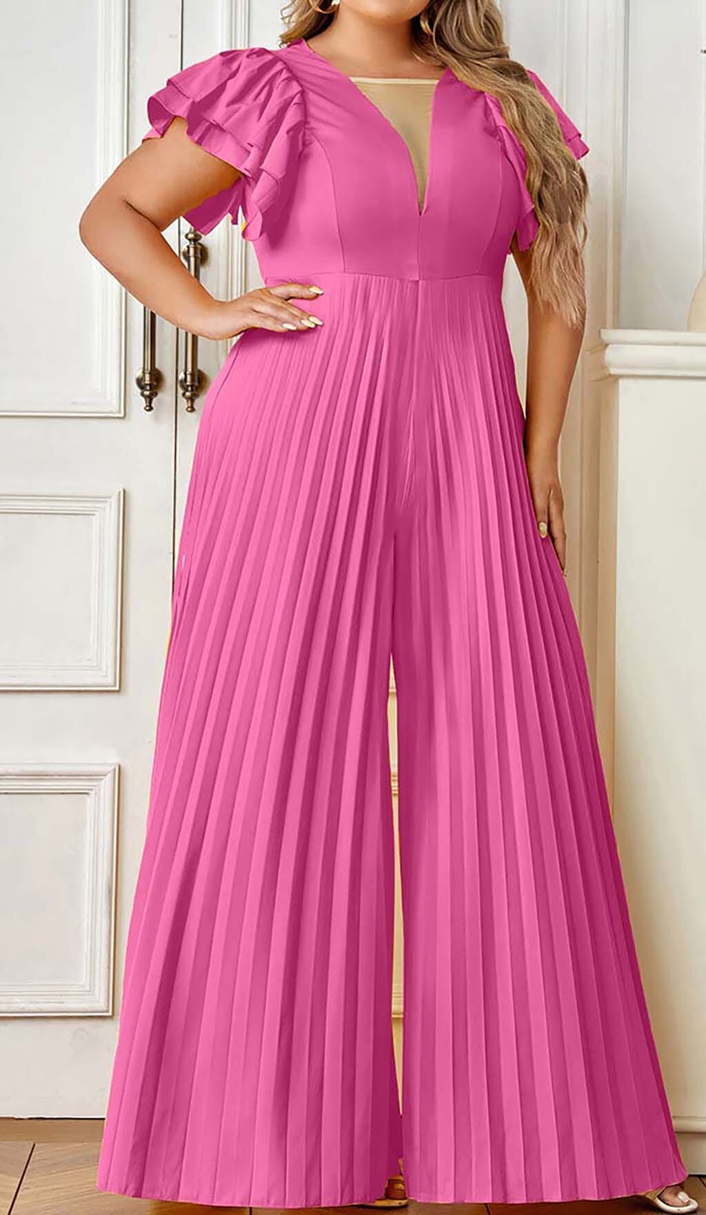 Plunge Plated Maxi Dress In Red