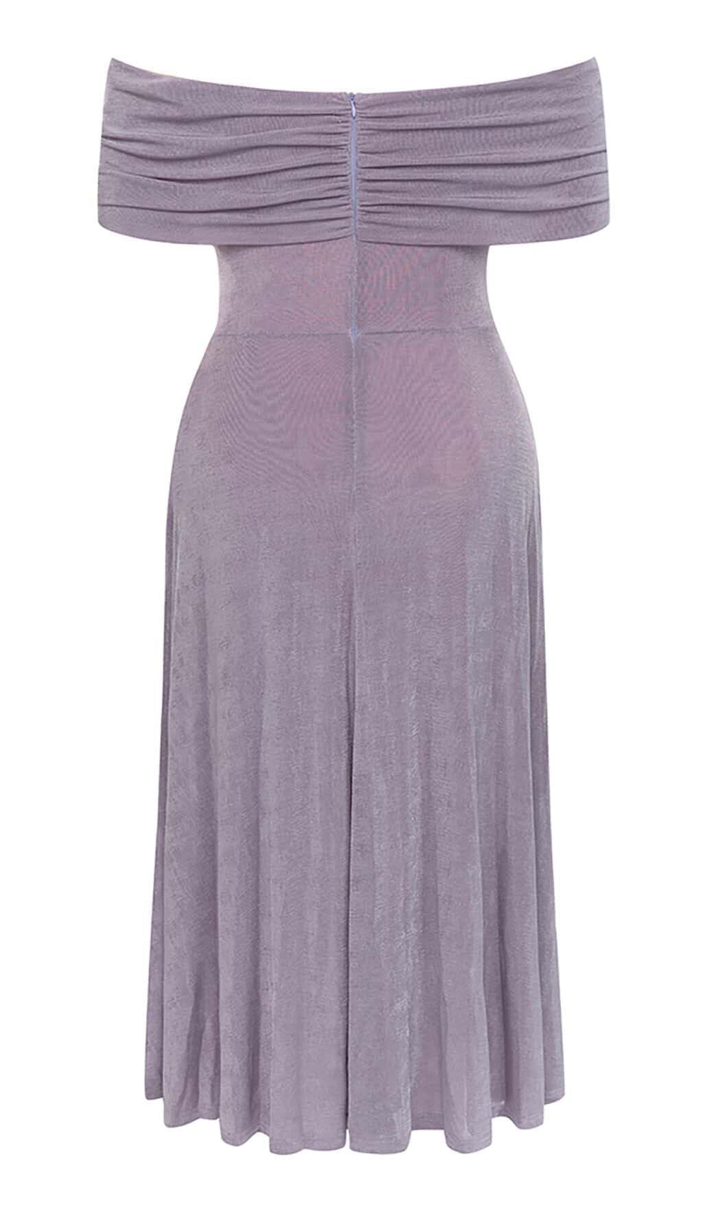 Plus Off Shoulder Midi Dress In Purple