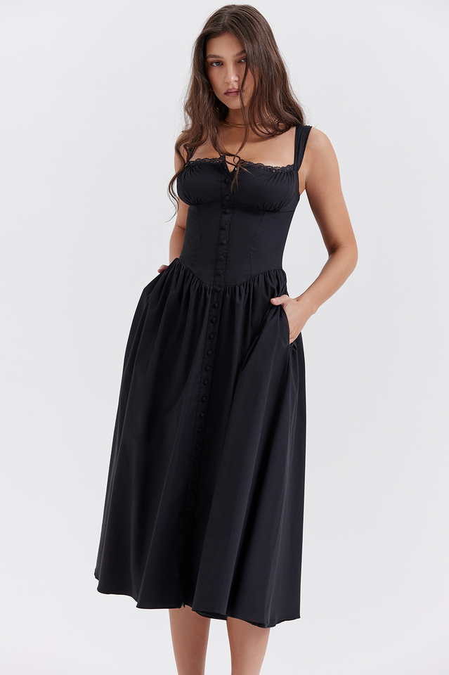 Tatiana Black Midi Sundress