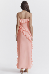 Sarina Apricot Ruffle Maxi Dress