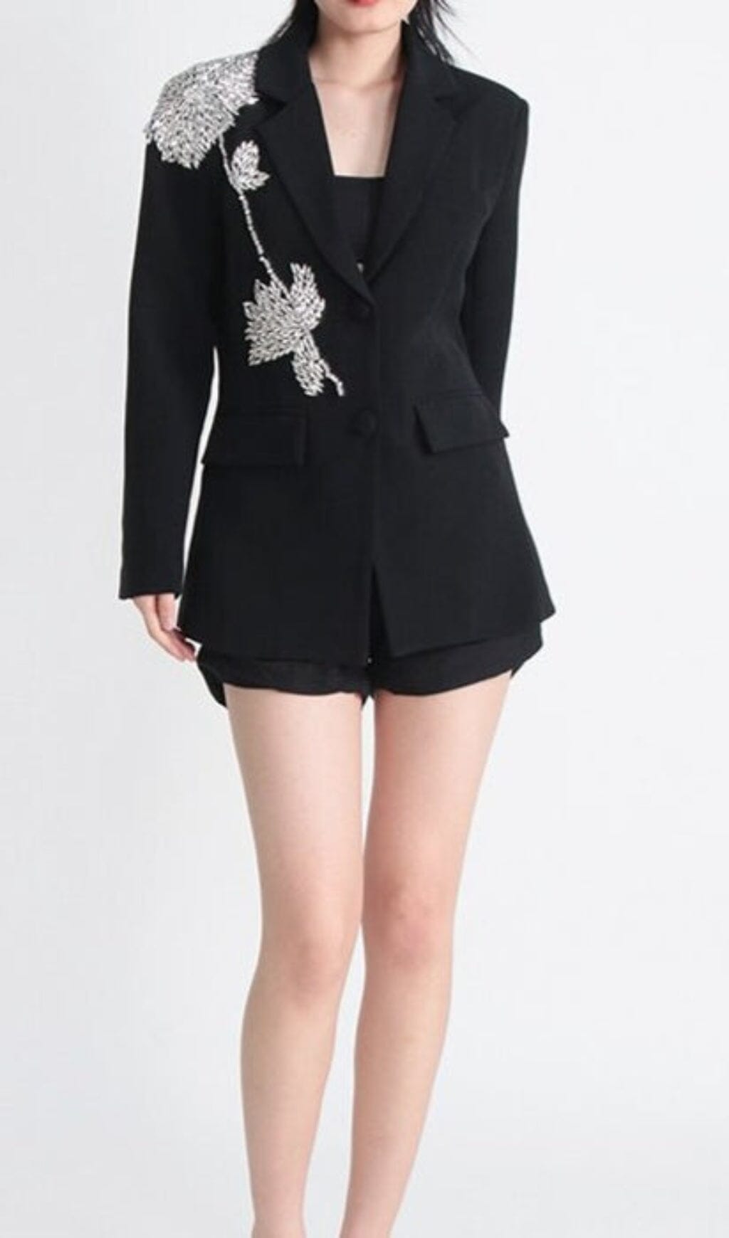 Rhinestone Detail Jacket In Black