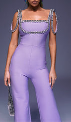 Rhinestone Strap Jumpsuit In Purple