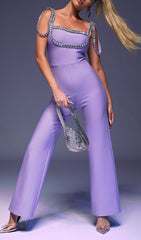 Rhinestone Strap Jumpsuit In Purple