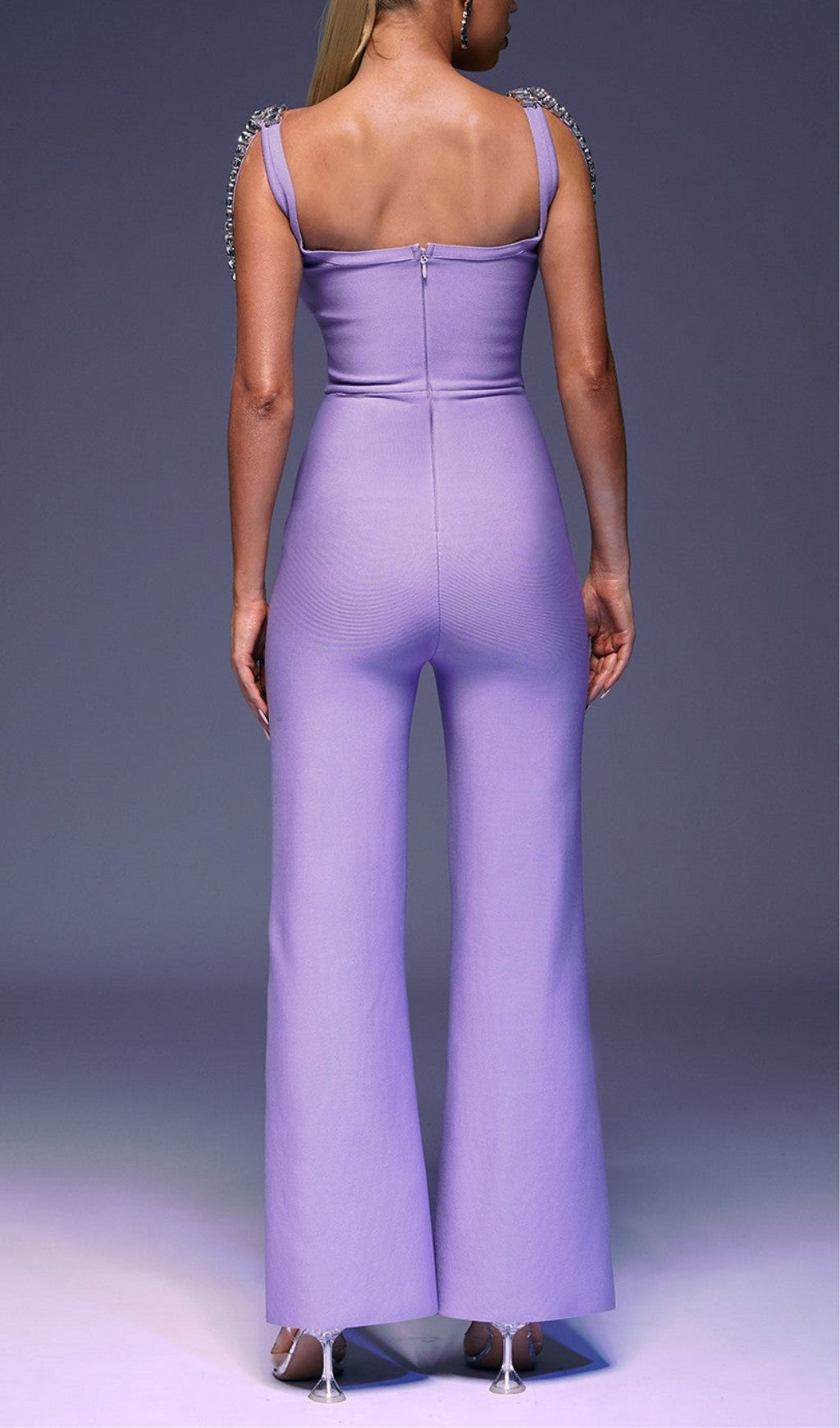 Rhinestone Strap Jumpsuit In Purple