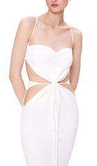 Ribbed Cut Out Midi Dress In White