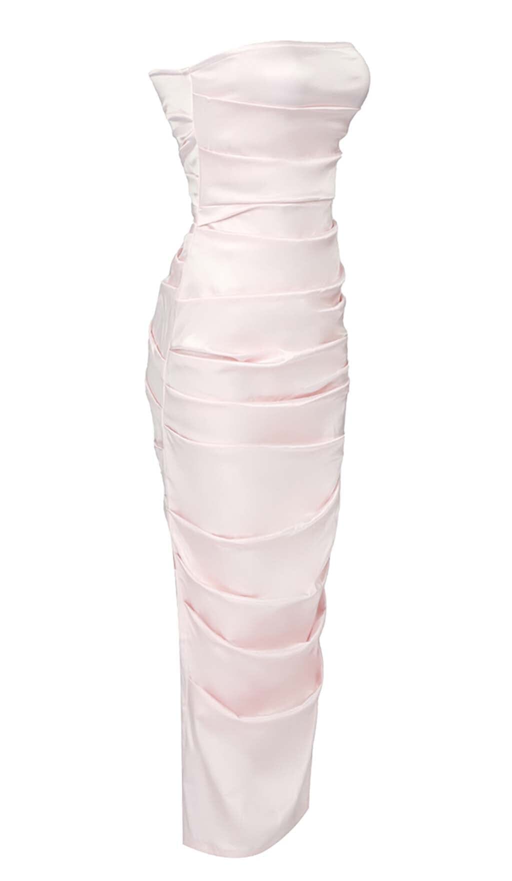 Ruched Off-Shoulder Slim Midi Dress In Pink