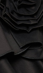 Ruffle-Detail Halter Crop Top In Black