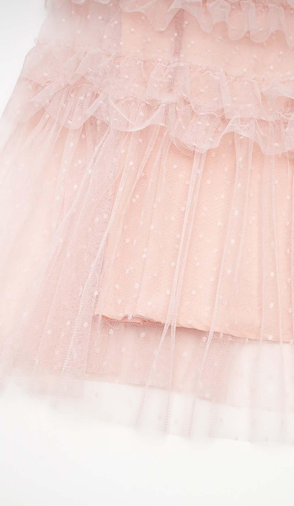 Ruffle Off Shoulder Tiered Midi Dress In Pink