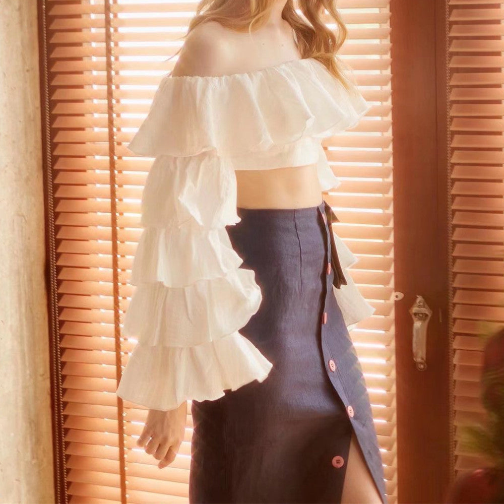 Ruffle-Trimmed Crop Top