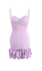 Ruffled Corset Mini Dress In Purple