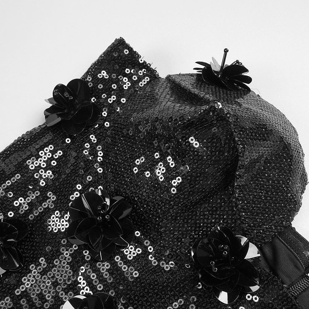 Sequin Appliqued Maxi Dress In Black