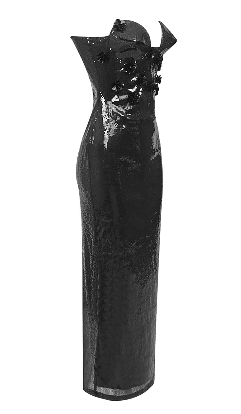 Sequin Appliqued Maxi Dress In Black