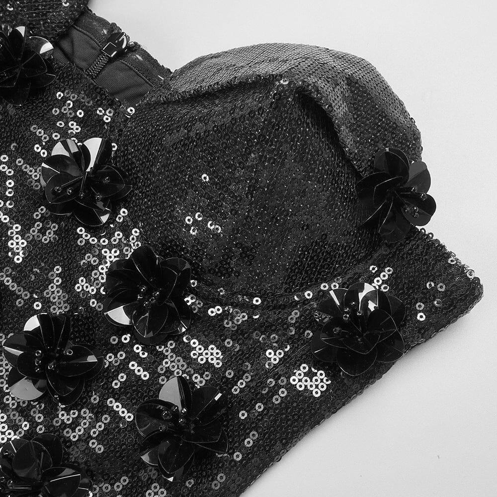 Sequin Appliqued Maxi Dress In Black