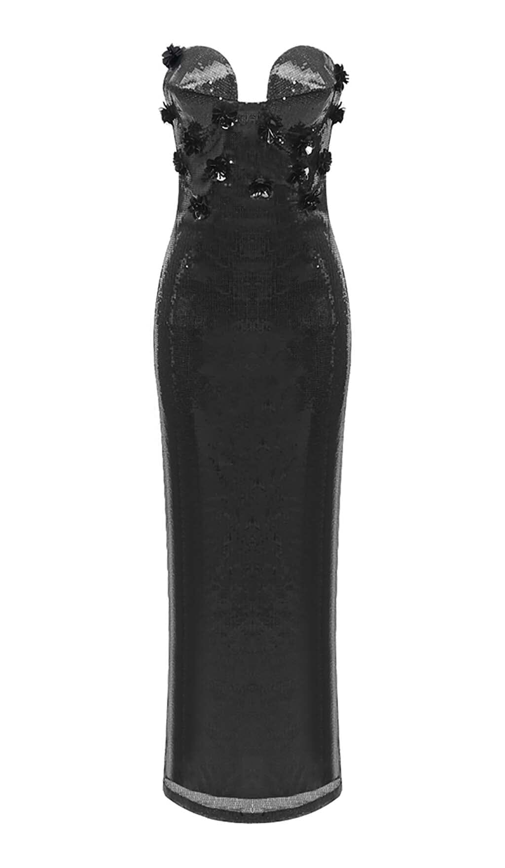 Sequin Appliqued Maxi Dress In Black