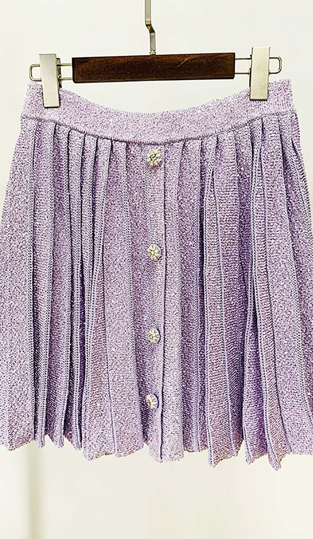 Sequin Pleated Two Piece Set In Lilac