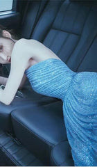 Sequin Sleeveless Maxi Dress In Blue