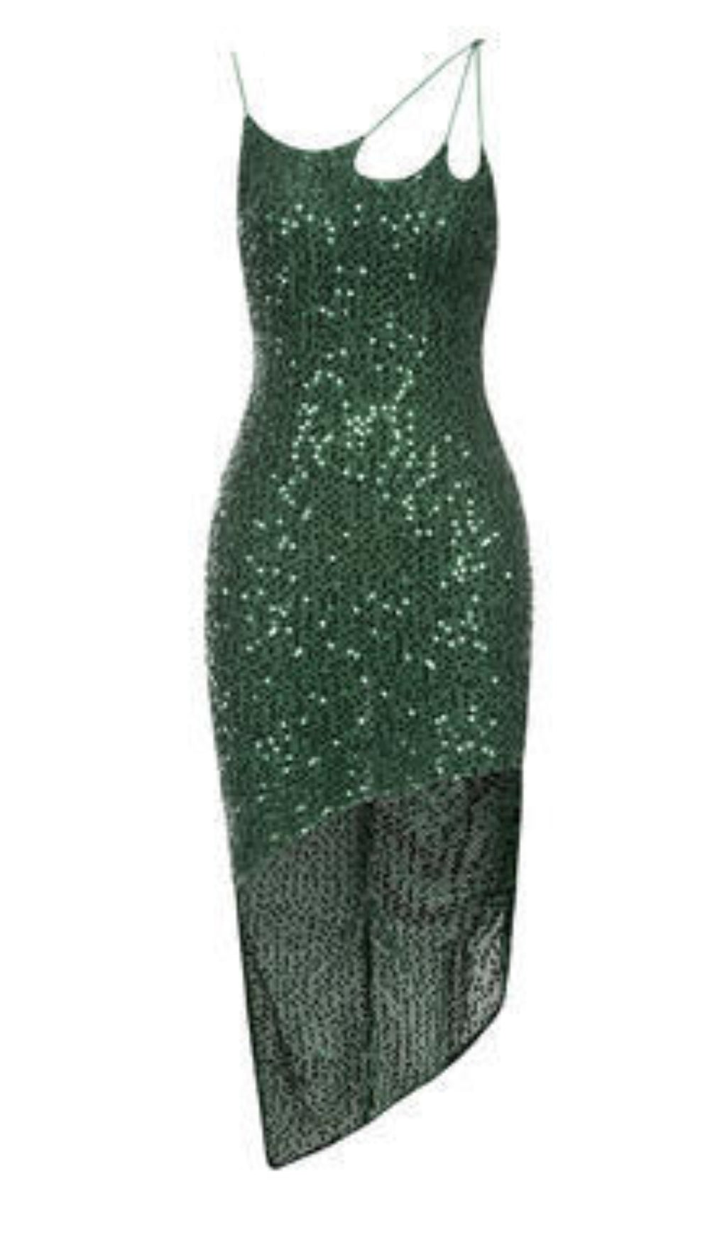 Sequin Slit Midi Dress In Olive