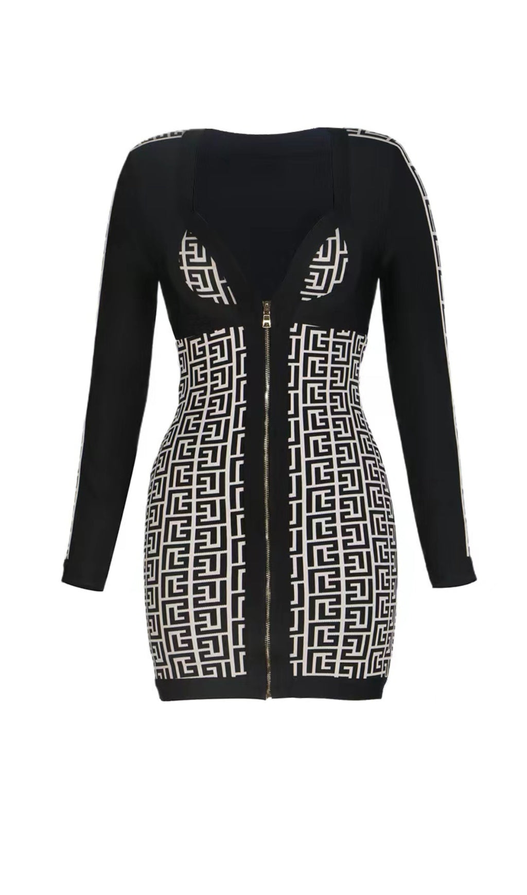 Shoulder Pads Knitted Mini Dress In Black