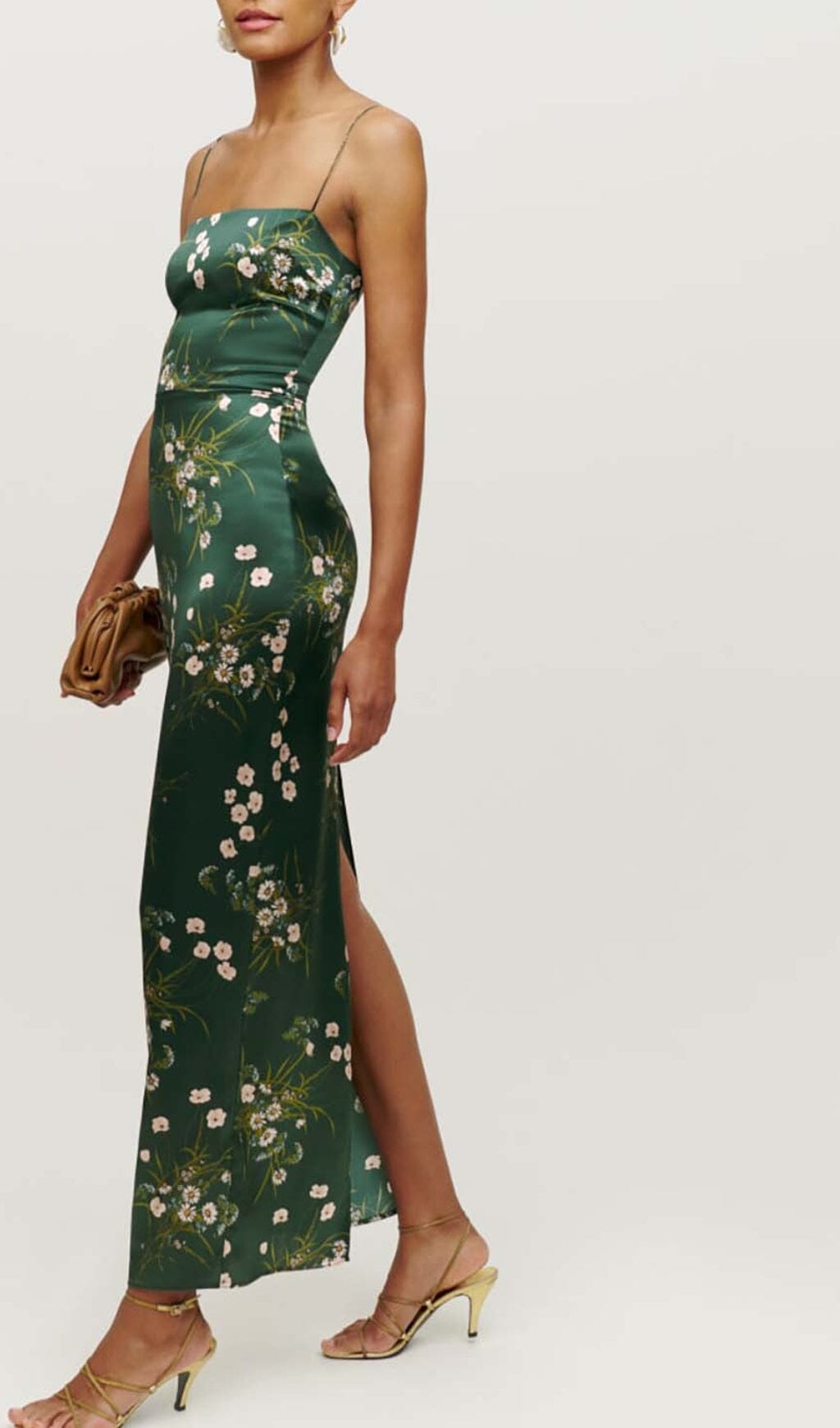 Spaghetti Strap Sleeveless Maxi Dress In Green