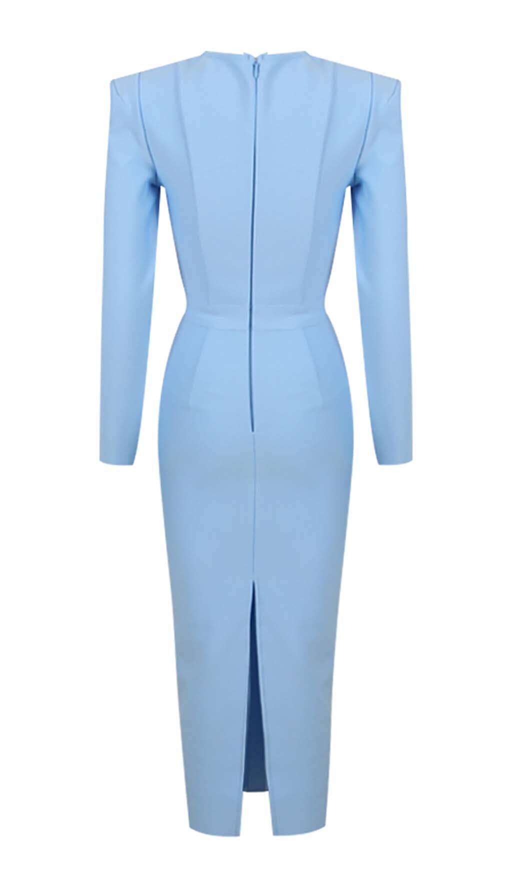SquAre Shoulder Corset Midi Dress In Blue – Krzno
