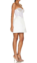 Strapless Heart Bustler Mini Dress In White