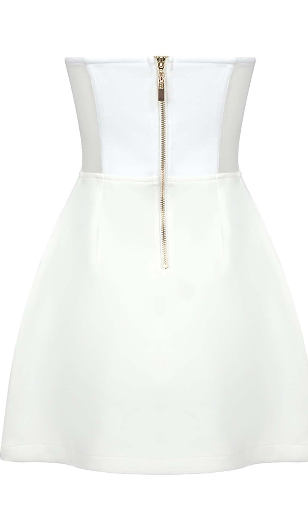 Strapless Heart Bustler Mini Dress In White