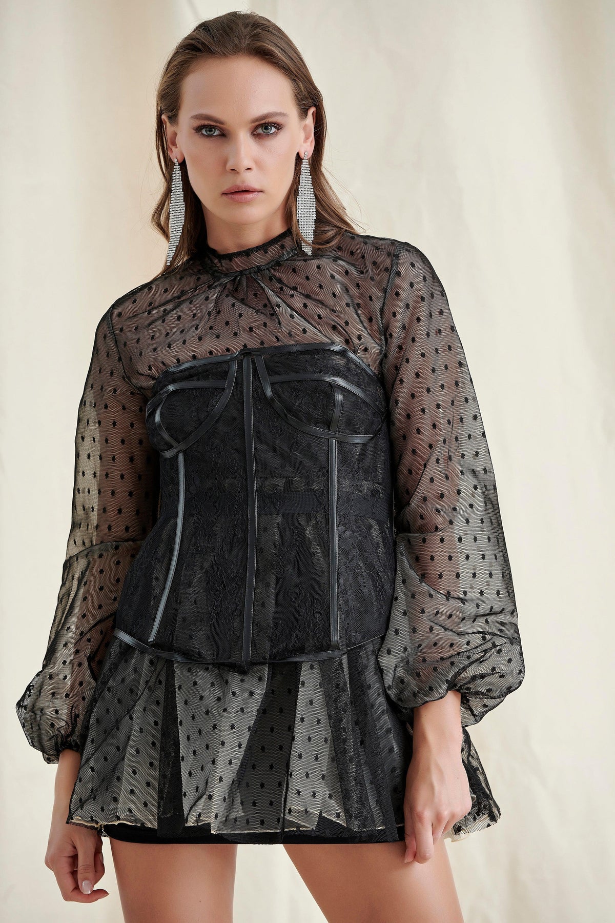 Black Lace Corset Mini Dress – Krzno